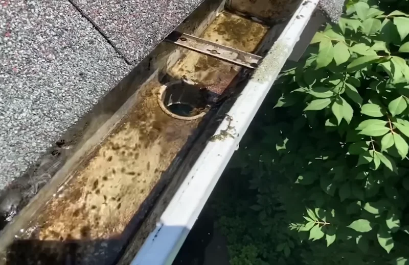 Clean, cleared gutter after gutter cleaning in Anderson, SC